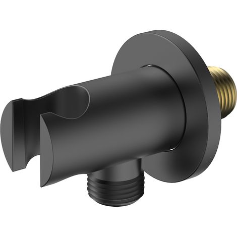 Avapax  Connecteur coudé - Gris anthracite mat - Support de pommeau de douche - Fixation invisible - Filetage G1/2