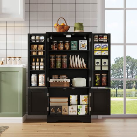 mobile contenitore 120x60x40 cm con LED cucina MDF nero OKMYHOME (1/5)