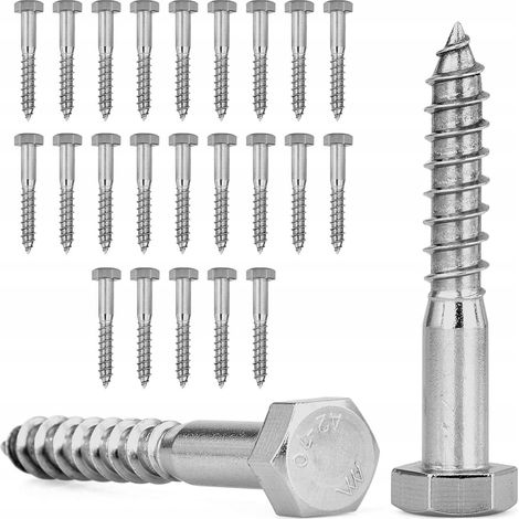 Set di 25 bulloni esagonali in acciaio inox A2 M12 x 80 mm