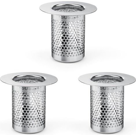 Hair Filter for Shower, 3 Pieces Stainless Steel Shower Hair Filter, 5.5 × 5cm Kitchen Sink Filter for Balcony, Kitchens Bathroom Floor Drain Filter
