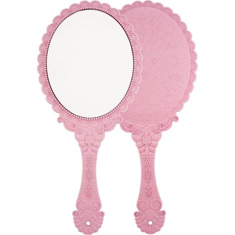 Miroir à main avec Poignée - 12 x 10 cm surface miroir - Poignée en Plastique - Miroir de maquillage - Miroir de Maquillage - Miroir Ovale - Miroir de Voyage - Miroir de Rasage - Miroir de Coiffeur -  (1/5)