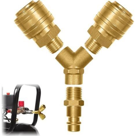 Distributore di aria compressa con due raccordi da 1/4", filtro integrato - Metallo robusto, montaggio rapido, 1 pezzo