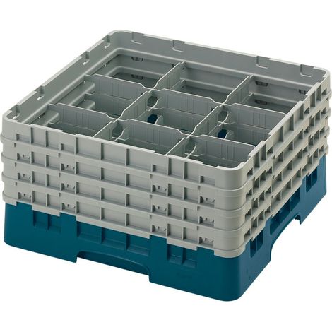 Casiers de lavage - 9 compartiments verres - Haut max 21.5 cm - 50 x 50 x 26.7 cm - Lot de 2 - Cambro
