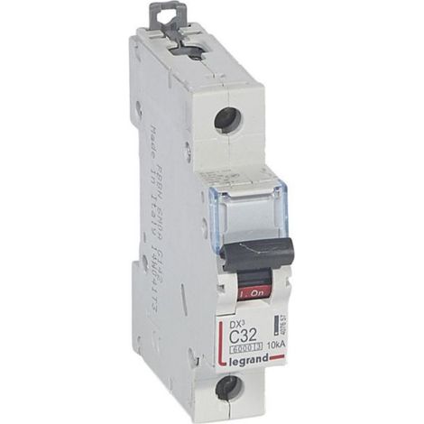 Disjoncteur DX³6000 10kA arrivée haute et départ bas à vis 1P 230V à 400V - 32A - courbe C - 1 module - LEGRAND