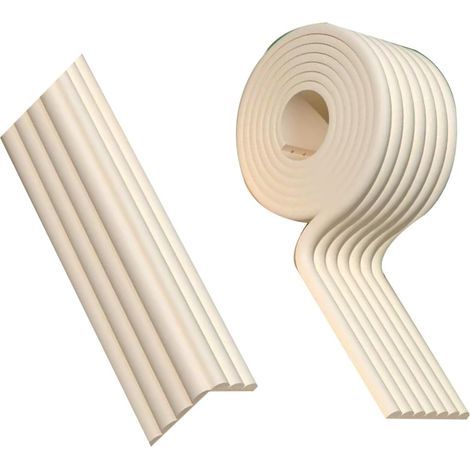 Protections d'angle, bandes de protection de bord, coussins d'angle de meubles en mousse souple résistante (blanc, 8 cm de large x 2 m de long). (1/5)