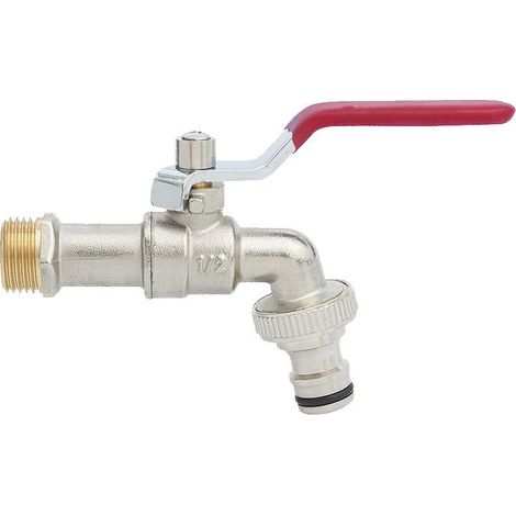 Premium Brass Water Tap, Rust and Freeze Resistant + Free Hose Connector + Ebook - For Garden, Washing Machine, Rain Barrel (1/5)