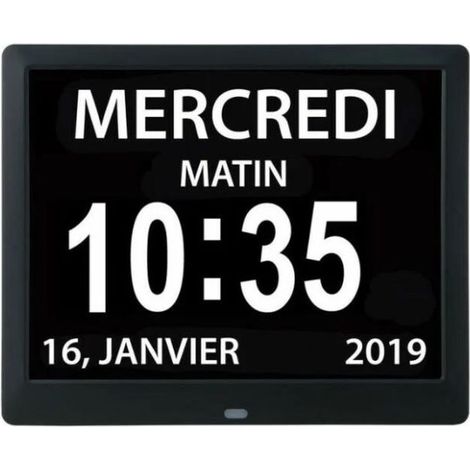 Horloge calendrier numérique One Piece 7 pouces avec date et heure, horloge Alzheimer pour parents, machine de rappel de médicaments pour grands-parents et enfants-noir-20414324mm (1/4)