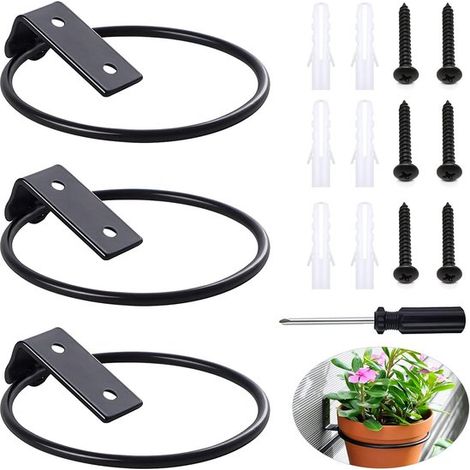 Wandhalterung für Blumentöpfe 3er Set Wand Pflanzenhalter für Garten und Balkon, Schwarz, Tragkraft 20 kg (1/5)
