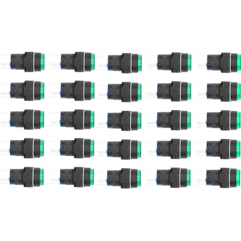 16-mm-5-poliger, selbstverriegelnder, beleuchteter Drucktaster, 24 V, 25er-Packung mit Kontrollleuchte, für umweltfreundliche Geräte (1/5)