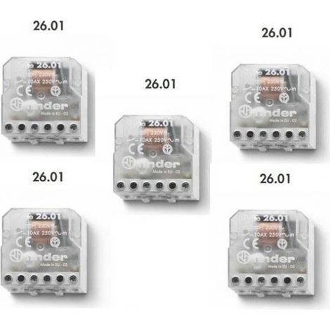 Finder 5 pz rele' a impulsi 10A - 250V - 230VAC - 1 contatti no 26.01.8.230.0000