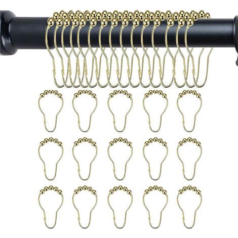 15 - Anello per tenda da doccia - Gancio per doccia - Acciaio inossidabile - Resistente alla ruggine - Scorrimento fluido - Bagno - Oro - 7,4x4,1cm (1/5)