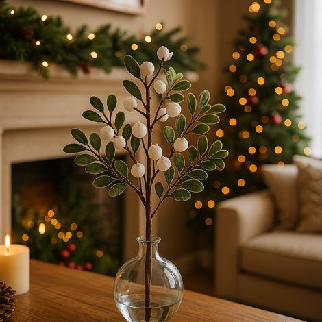 Rametto di vischio bianco per decorazioni natalizie alto 29 cm (1/4)