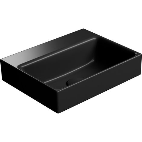 Lavabo en céramique NUBES 40x32cm, sans trou pour robinetterie, noir mat (1/3)