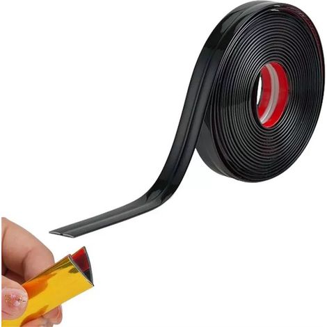 KAKET Profilé d'angle intérieur flexible 2 cm x 3 m, bande de moulure d'angle murale autocollante en PVC, pour la protection des angles de murs,noir (1/4)