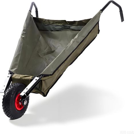 Brouette de Jardin Pliable, Monocycle de 10 Pouces de Diamètre de Roue pour Les Herbes et Les Mauvaises Herbes, Gros Pneus Pneumatiques, Chariot de Cour Pliable avec Une Capacité de 88 LB (1/5)