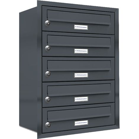 5er Briefkasten Anlage Unterputz Montage RAL 7016 Anthrazit (1/5)
