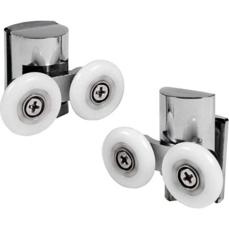 Ensemble de 2 Roulettes Doubles pour Porte de Douche Coulissante - 2 Roues de 23 mm de Diamètre en Alliage de Zinc, Roulette de Douche pour Salle de Bain. Roulettes Haut et Bas pour Porte de Douche (1/5)