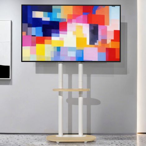 Rolling Floor TV Stand Bracket Height Adjustable TV Mount for Most 32 to 75 inch LCD LED OLED TVs