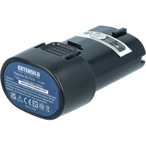 EXTENSILO Akku kompatibel mit Makita TD021, TD020DSE, TD020DSW, TD020DSEW, TD020DW Werkzeug, Staubsauger (2500 mAh, Li-Ion, 7,2 V)