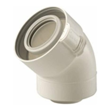 Ubbink Rolux coude d'évacuation des fumées 80/125mm 45° PP, concentrique blanc