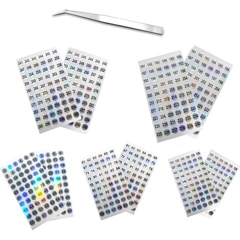 10 hojas de pegatinas numeradas, pegatinas redondas impermeables numeradas del 1 al 300, etiquetas autoadhesivas impermeables reflectantes láser para clasificación, almacenamiento y archivo. (1/5)