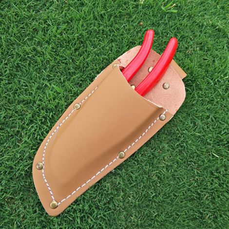 1 Stück Garten-Schnittschutztasche aus Rindsleder, Zangen-, Scheren- und Gartenscherenhülle (Braun) (1/5)
