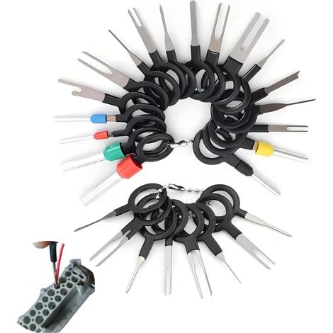 26-teiliges Werkzeugset zum Entfernen von Autoklemmen, Werkzeug zum Entfernen von Klemmen im Auto, elektrische Verkabelung, Crimp-Stecker-Pin-Abzieher-Set für die Wartung und Reparatur von Autos (1/5)