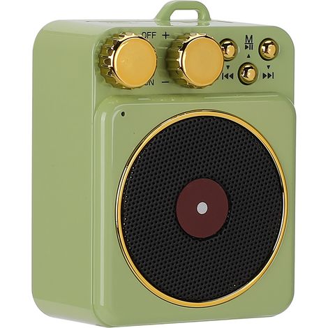Enceinte Bluetooth 5.0 rétro 3,7 V CC avec diffusion vocale audio intelligente pour MP3 / carte TF (verte) (1/5)