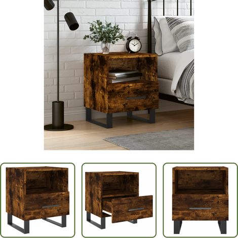 vidaXL Holz Nachttisch - Nachttisch Räuchereiche 40x35x47,5 cm Holzwerkstoff (1/5)