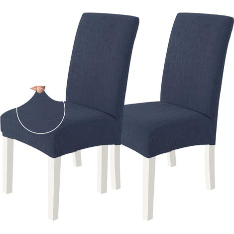 Housse De Chaise 4 Pièces, Housse Chaise Salle À Manger Élastique Bleu Foncé (1/5)