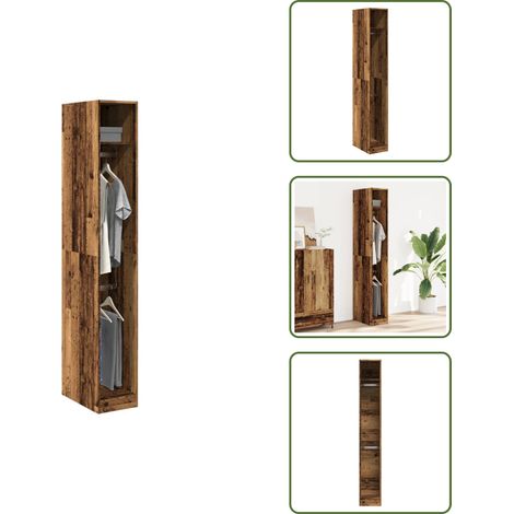 Kleiderschrank Altholz-Optik 30x50x200 cm Holzwerkstoff - Kleiderschrank - Kleiderschränke - Schrank - Kleider Organizer (1/5)