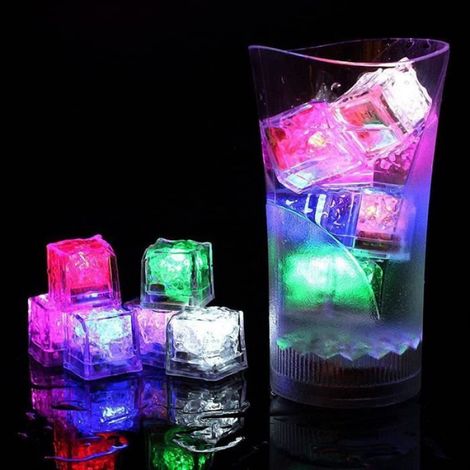 Glaçons lumineux - LED - Lot de 12 - Étanches - Induction liquide - Couleur bleue (1/4)