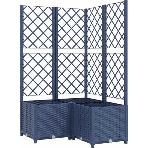 Maison Exclusive - Fioriera da Giardino con Graticcio Grigio Blu 80x80x136 cm PP (1/5)