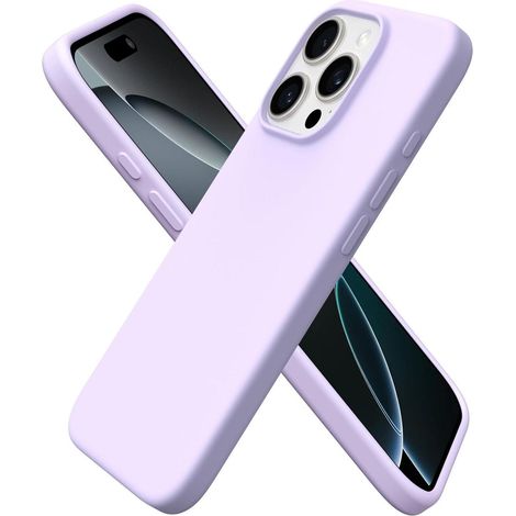Coque en silicone liquide pour iPhone 16 Pro 6,3 pouces, protection intégrale, anti-rayures, lilas (1/5)