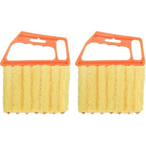 Lot de 2 brosses de nettoyage des volets roulants, nettoyage des lames, brosse à rideau à 7 lames, outil de nettoyage de rideau, brosse de fenêtre, climatiseurs