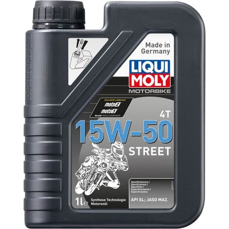 Huile moteur semi-synthétique Liqui Moly 15W50 Street 4T pour motos, 1 litre