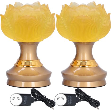 Lotiforme Lampe Bouddha LED 2 pièces, imitation verre coloré, lumière de prière, méditation à domicile, fournitures bouddhistes, prise AU 100-240V (1/5)