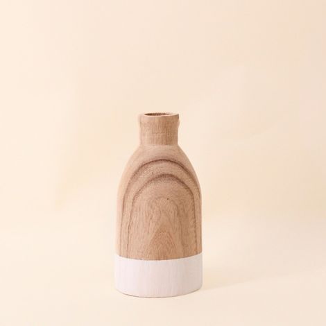 Vase bouteille en bois, H20cm (1/5)