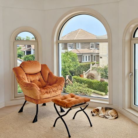 Sillón relax con reposapiés y bolsillo naranja plus OKMYHOME (1/5)