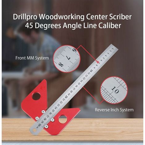 Woodworking Center Scriber 45 Degree Angle Line Gauge Ruler Woodworking Measure Scribe Tool (1/3)