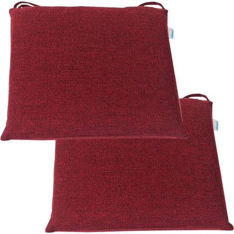 Lot de 2 Coussin de Chaise avec Attaches, Galette en Lin Lavable 45x45cm pour Cuisine et Salle à Manger Intérieur Extérieur (1/5)
