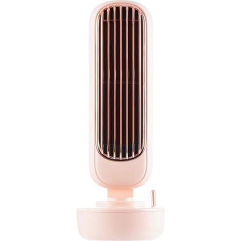 Ventilateur Tour Sans Pales Vintage USB 3 Vitesses Minuterie Humidificateur Rafraîchissant Bureau Rose (1/5)