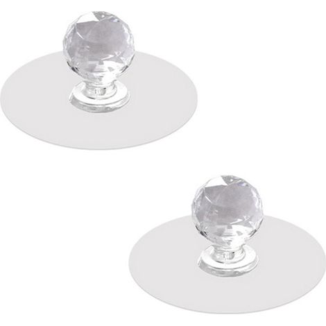2 pièces boutons auto-adhésifs acrylique sans perage miroir armoire poignées boutons de tiroir en verre transparent (1/5)
