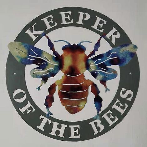Décoration murale abeille en métal, grande silhouette avec inscription « Apiculteur », 1 mm x 30 cm, style champêtre.