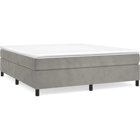 Maison Exclusive - Boxspringbettgestell Hellgrau 160x200 cm Samt (1/5)