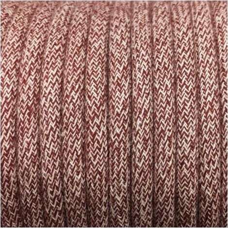Fil Électrique Lin naturel Chiné Rouge 2x0,75mm² - Câble Électrique Textile de Qualité