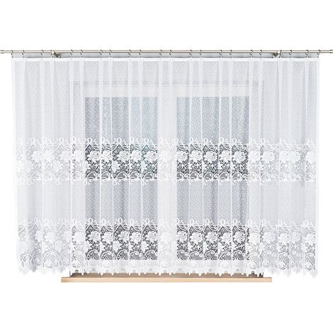 Demetria - Rideau jacquard prêt à poser, ourlet droit - 400 x 160 cm - blanc (1/5)