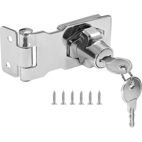 Türschloss mit Schlüssel, 10,2 cm Haspe, 90° Drehknauf, abschließbar