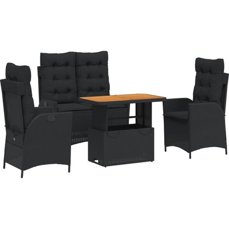 Maison Exclusive - Juego comedor jardín 4 piezas con cojines ratá