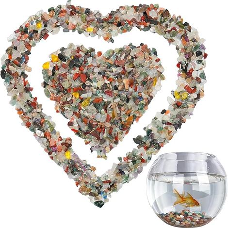 Gemstone Beads, Colorful Glass Ball, Set of Gems, Mixed Gems, Natural Polished Coloured Stones for Aquarium, Interior Decoration (5-8 mm) (1/5)